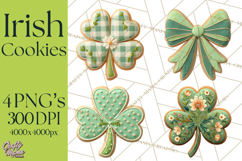 St Patrick’s Day Cookies Clipart, Shamrock Cookie PNG Product Image 1