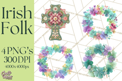 Irish Folk Elements Clipart, St. Patrick’s Day PNG, Celtic Product Image 1