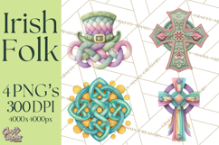 Irish Folk Elements Clipart, St. Patrick’s Day PNG, Celtic Product Image 1