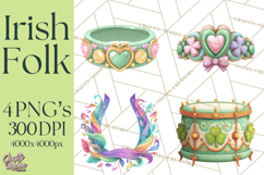 Irish Folk Elements Clipart, St. Patrick’s Day PNG, Celtic Product Image 1