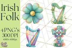Irish Folk Elements Clipart, St. Patrick’s Day PNG, Celtic Product Image 1