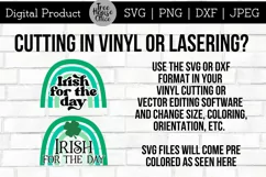 instructions for using svg or dxf in vinyl or laser cutting software for this "irish for the day" cut file