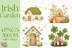Cottagecore St Patrick’s Day Clipart, Mini Irish Cottage Png Product Image 1