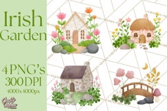 Cottagecore St Patrick’s Day Clipart, Mini Irish Cottage Png Product Image 1