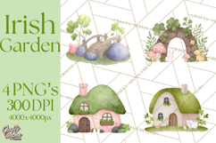 Cottagecore St Patrick’s Day Clipart, Mini Irish Cottage Png Product Image 1