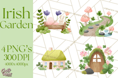 Cottagecore St Patrick’s Day Clipart, Mini Irish Cottage Png Product Image 1