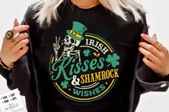 Irish kisses and shamock wishes svg, Patrick skeleton svg Product Image 1