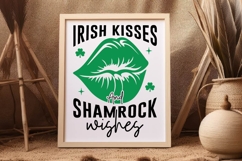 Irish Kisses And Shamrock Wishes Sign SVG Design Product Image 3