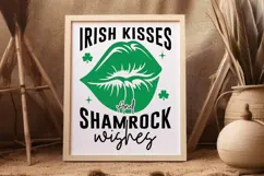 Irish Kisses And Shamrock Wishes Sign SVG Design Product Image 3
