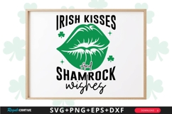 Irish Kisses And Shamrock Wishes Sign SVG Design Product Image 1