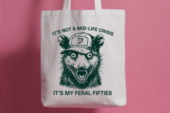 Funny Opossum SVG Feral Fifties 50th Birthday Quote Product Image 2