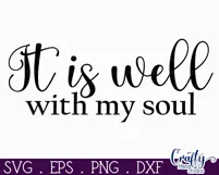 Christian Farmhouse Round Sign, It Is Well With My Soul Svg Product Image 2