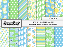 Baby Boy Digital Paper and Clipart png, baby illustration Product Image 2