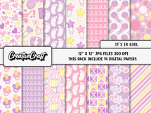 Baby Girl Digital Paper and Clipart png, baby illustration Product Image 3