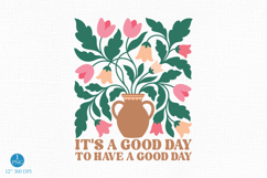It's A Good Day Floral Vase PNG, Cute Flower Design Product Image 1