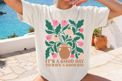 It's A Good Day Floral Vase PNG, Cute Flower Design Product Image 4
