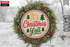 It's Christmas Y'all SVG | Christmas Round Sign SVG | Xmas Product Image 1