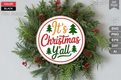 It's Christmas Y'all SVG | Christmas Round Sign SVG | Xmas Product Image 2