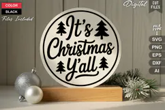 It's Christmas Y'all SVG | Christmas Round Sign SVG | Xmas Product Image 3