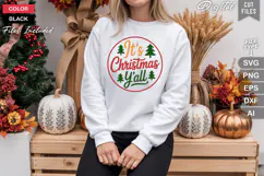 It's Christmas Y'all SVG | Christmas Round Sign SVG | Xmas Product Image 4