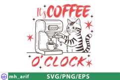 Cat Coffee Machine Hand-drawn PNG SVG Design Product Image 1
