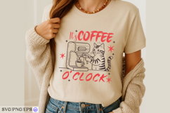 Cat Coffee Machine Hand-drawn PNG SVG Design Product Image 4