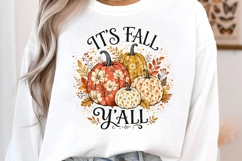It's Fall Y'all Floral Pumpkin Autumn PNG Sublimation Design Product Image 2