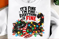 It’s Fine I’m Fine Everything Is Fine Christmas Cat PNG Product Image 2