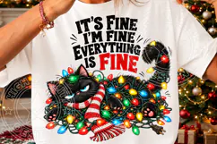 It’s Fine I’m Fine Everything Is Fine Christmas Cat PNG Product Image 3
