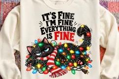 It’s Fine I’m Fine Everything Is Fine Christmas Cat PNG Product Image 4