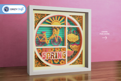 It's Spring Season 3D Shadow Box - Spring Bicycle 3D SVG Product Image 2