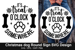 Christmas Dog Round Sign SVG Design - Christmas Door Sign Product Image 4