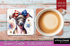 Italian Greyhound Dog Square Coaster Patriotic Dog Coaster Product Image 1
