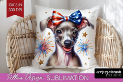 Italian Greyhound Dog Pillow Sublimation Patriotic Dog Cover Product Image 1
