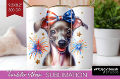 Italian Greyhound Dog Tumbler Wrap Patriotic Dog Tumbler PNG Product Image 1