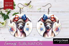 Italian Greyhound Dog Round Earrings Patriotic Dog PNG Product Image 1