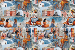 Italian Riviera Seamless Pattern Coastal Travel JPG Design Product Image 2