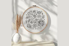 Italian Summer Hand Embroidery Pattern PDF Round Hoop Medite Product Image 3
