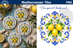 Mediterranean Lemon Blue Tile Art | Italian Sublimation Product Image 1