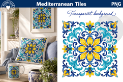 Mediterranean Blue Tile Art | Italian Sublimation Product Image 1