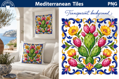 Flowering Cactus Tile | Mediterranean Wall Decor Product Image 1