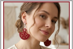 Machine embroidery earrings ITH french knot fringe design Product Image 2