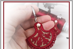 Machine embroidery earrings ITH french knot fringe design Product Image 3