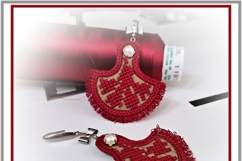 Machine embroidery earrings ITH french knot fringe design Product Image 4