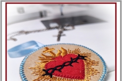 Felt ITH Christian heart cross thorns flame rays design Product Image 2