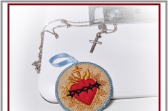 Felt ITH Christian heart cross thorns flame rays design Product Image 3