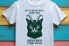 Destroy Patriarchy SVG Funny Feminist Cat Horns PNG Product Image 3