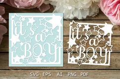 Its a boy card paper cut card SVG New baby 
