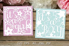 Its a girl card  Its a boy paper cut card SVG New baby 