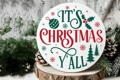 It's Christmas Y'all SVG ,Christmas Round SVG Design Product Image 3